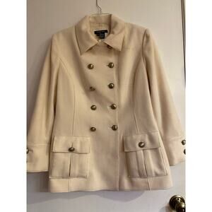 Etecetra Vintage White Wool Double Breasted Coat Size 12 Heritage Quality Warm